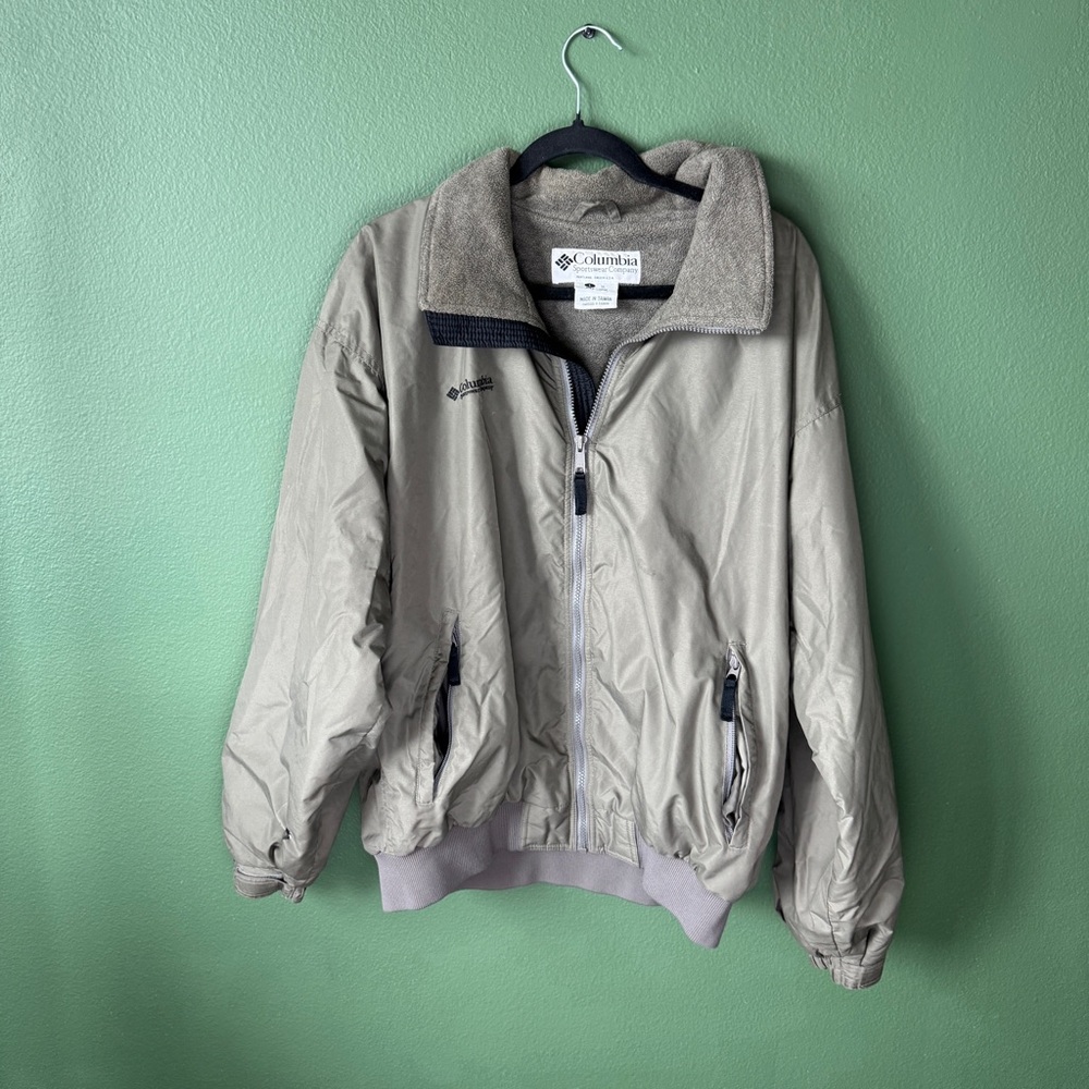 Columbia Sportswear fleece-lined Vintage Bomber windbreaker Jacket Green Large